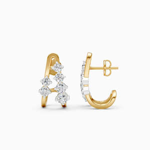Pendientes de Diamantes Cultivados en Laboratorio en Oro Amarillo para Mujer, Corte Brillante, Clásicos, para Uso Diario, Joyería de Boda, Color F - Product Image 4