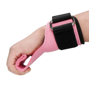 Poignées de musculation en cuir suédé OEM avec logo personnalisé, sangles de levage pour femmes, motif antidérapant, durables et réglables pour la musculation - Product Image 2