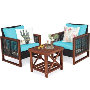 Set di mobili da giardino in legno di acacia da 3 pezzi con tavolino da caffè - Product Image 1
