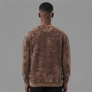 Sweat-shirt en molleton 100% coton, grande taille, effet délavé, coupe ample pour homme, avec logo personnalisé, OEM/ODM. - Product Image 3