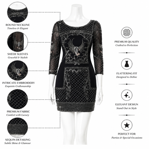Luxury Black Hand Embellished Halter Neckline <b>Sequin</b> Embroidery Cocktail Mini Dress Women Sleeveless Party Evening Club Dress - Product Image 5
