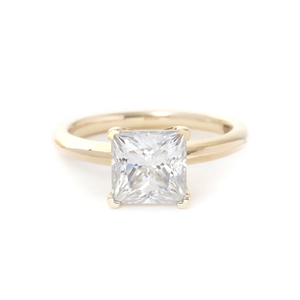 Bague de fiançailles solitaire de luxe en or jaune 14 carats avec diamant de laboratoire CVD taille princesse 3 carats pour femme, bijou de mariage classique - Product Image 4