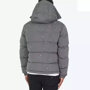 Chaqueta de Invierno Acolchada para Hombre, con Logotipo, Capucha Desmontable, de Nailon, Estilo Parka, Color Gris - Product Image 2