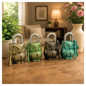 Heavy Duty Brass <b>Padlock</b> Standing Owl Shaped Master Key Security Lock OEM Custom Logo Industrial Gate Storage Best Selling - Product Image 1