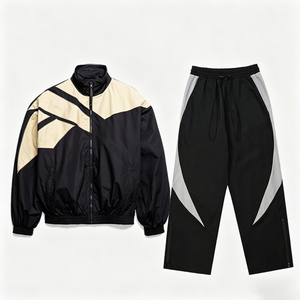 Survêtement de sport personnalisé coupe-vent, ensemble de jogging ample, veste de survêtement oversize en polyester et nylon, coupe-vent pour hommes - Product Image 1