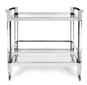 2-Tier <b>Acrylic</b> Hotel Trolley with 4-Wheel Rolling Base Modern Design <b>Mirror</b> Shelf for Commercial Restaurant Use - Product Image 1