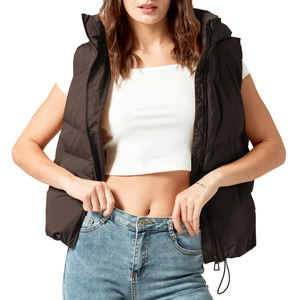 Chaleco Acolchado de Lona para Mujer, Económico, para Otoño e Invierno, con Cierre, Informal, Transpirable, Impermeable, Ecológico, Resistente al Viento, Reversible, Color Sólido - Product Image 4