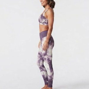 Conjunto deportivo cómodo sin costuras con textura acanalada para mujer, elástico, para entrenamiento, ejercicio, fitness, uso diario y deportivo. - Product Image 3