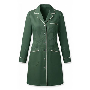 Bata Clásica de Trabajo para Mujer, Corte Entallado, Manga Larga, Uniforme Médico, Cierre de Botones con Bolsillos Prácticos - Product Image 2