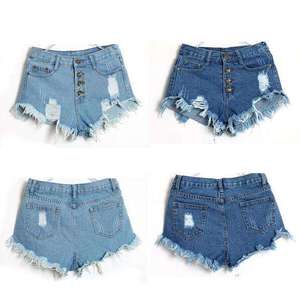 Shorts en jean personnalisés pour femmes, coupe ample, délavés, jambe droite, longueur genou, taille haute, décontractés, streetwear, sportifs, été - Product Image 2