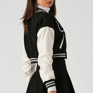 Chaqueta Universitaria Corta de Invierno Personalizada para Mujer, Chaqueta Varsity de Lana Acolchada con Bordado Chenille, Elegante y Transpirable - Product Image 2