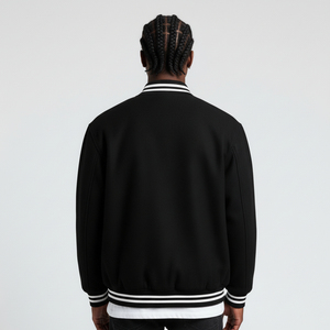 High Street Oversized Men's Turn-down Collar Hooded Varsity <b>Jacket</b> Canvas Fabric <b>Waterproof</b> 100% Wool Custom Front <b>Winter</b> Casual - Product Image 3