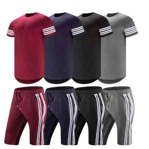 Ensemble de survêtement unisexe pour hommes, t-shirt uni de haute qualité, shorts décontractés, ensembles courts à séchage rapide, été, thermique, 100% coton - Product Image 6