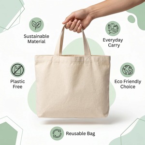 Hot Sale Cotton Canvas Tote <b>Bag</b> <b>Large</b> Capacity Grocery Shopping <b>Bag</b> With Handles Available For Best Selling - Product Image 3