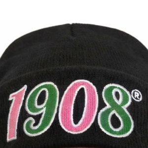 หมวกบีนนี่สีดำ ปี 1908 สำหรับผู้หญิง หมวกไหมพรมนุ่มสำหรับฤดูหนาว สีชมพู สีเขียว ปักลาย ขอบพับได้ อุ่นสบาย ทรงสกัลแคป แฟชั่นลำลอง สำหรับอากาศหนาว - Product Image 2