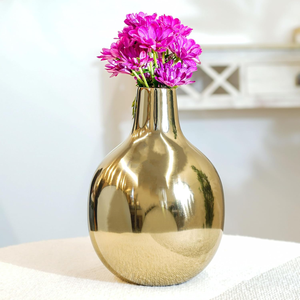 Vase en métal doré élégant, porte-fleurs décoratif de luxe, centre de table moderne pour la maison, le salon, la chambre à coucher, le bureau - Product Image 5