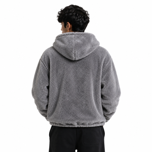 High Quality Custom Sherpa Fleece Hooded <b>Jacket</b> Zip Front Oversized Custom Logo Winter Streetwear Casual Men's Hoodies B2B USA - Product Image 2