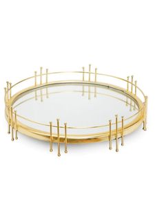 Elegant Gold Metal Mirrored Tray Round Decorative Serving Tray <b>Coffee</b> <b>Table</b> Centerpiece Tray Ornaments Home Decor Trinket Tray - Product Image 1
