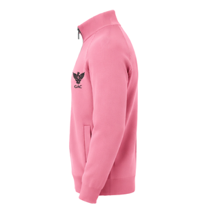 Cárdigan de punto para hombre con cuello alto y cremallera, mangas largas, puños y bajo acanalados, suéter rosa con bolsillos laterales, diseño de ajuste clásico - Product Image 3