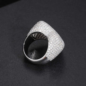 Luxury Moissanite Iced Out Cluster <b>Ring</b> Full Pave Round Cut Stones <b>Statement</b> <b>Ring</b> Hip Hop Style Silver Jewelry Bold - Product Image 2