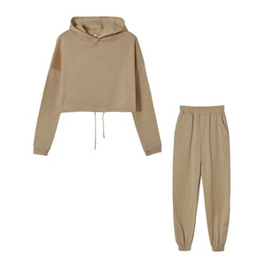 Ensemble de survêtement à manches longues pour femme, streetwear, haut court rayé, sweat-shirt, pantalon, nouvelle collection 2020 - Product Image 1