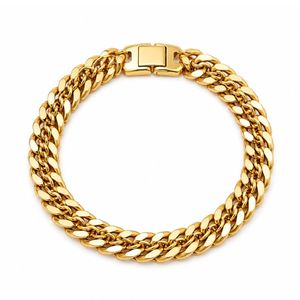 สร้อยข้อมือแบบ Cuban Link ชุบทอง ดีไซน์ถักสองชั้น สไตล์คลาสสิก แฟชั่นสำหรับทุกเพศ - Product Image 1