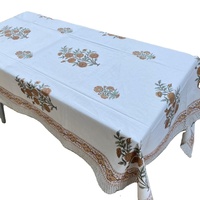 Nappe jetable haut de gamme indienne faite à la main, imprimée à la main avec motifs floraux, pour Noël et Halloween, 6/8 places