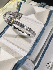 14k/18k Gold Freshwater Pearl Moissanite Bangle Bracelet Baguette Stone Cuff Jewelry Romantic Style for Wedding Party Gift - Product Image 3