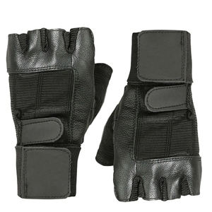 Gants de fitness mi-doigts pour hommes en cuir avec sangle de poignet réglable, noirs, personnalisables, respirants, en néoprène, pour l'entraînement en salle de sport - Product Image 6