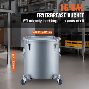Secchio per Grasso da Cucina Commerciale in Acciaio al Carbonio da 16 Galloni con Rivestimento Antiruggine e Base con Ruote - Product Image 2
