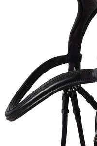 Brida de cuero para caballo con forma anatómica y acolchado suave, con parte trasera recortada, brida con costuras elegantes y frontal. - Product Image 3