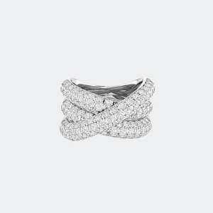 3.60CTW Round Brilliant-Cut Diamond Pavé-Set Wide Crossover <b>Statement</b> <b>Ring</b> - Product Image 2