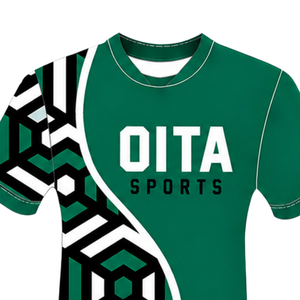 Camiseta de Rugby Geométrica Verde Oscuro, Negra y Blanca, de Manga Corta, Cuello Redondo, Personalizable, Transpirable, para Entrenamiento Deportivo en Equipo - Product Image 3