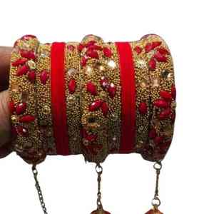 Ensemble de bracelets de mariage islamiques tendance et luxueux plaqués or, style traditionnel, avec pierres Kundan, bijoux pour femmes - Product Image 1