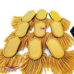 Épaulettes brodées vintage écologiques KEW en fil de bullion jaune, personnalisables, accessoire vestimentaire de luxe en fil métallique - Product Image 1