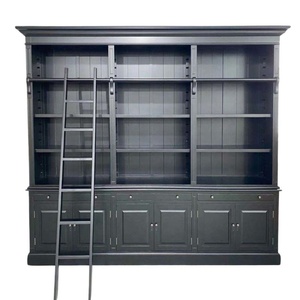 Tủ sách ba ngăn có thang, làm bằng gỗ nguyên khối, kiểu tháo lắp, dùng làm tủ trưng bày, phù hợp với nội thất văn phòng nhà cổ. - Product Image 2