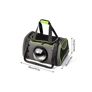 Breathable Mesh Pet <b>Backpack</b> Carrier With Zipper Closure Double Handle Gray Black <b>Cat</b> Travel Bag - Product Image 2
