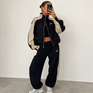 Custom Brown Gym Wear Zipper Pullover Tracksuit Jogging <b>Crop</b> Top Windbreaker <b>Jacket</b> Two Piece Pants Women's Set & Men's <b>Jackets</b> - Product Image 6