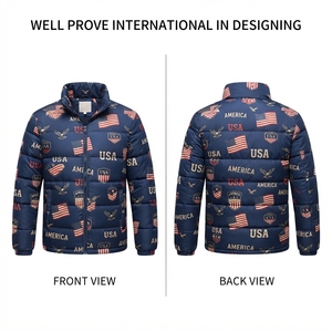 Premium 380GSM Polyester Digital Printing Quick Dry Breathable Winter Puffer <b>Jacket</b> <b>Navy</b> Blue Solid Custom Label Nylon - Product Image 1