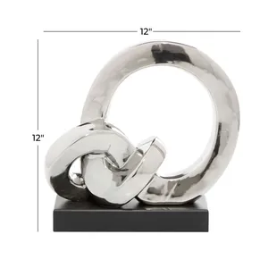 Contemporary Silver Plated Stainless Steel Circular Sculpture Art Decor for Home Decoration - Product Image 2