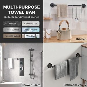 Porte-serviettes de bain mural moderne en acier inoxydable réglable de 14,6 à 24 pouces avec ventouse - Product Image 2