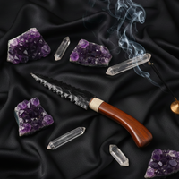 Couteau rituel de guérison spirituelle en obsidienne noire de 10 pouces, en forme de cœur, en verre volcanique naturel, fait main, pour Noël