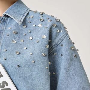 Ensemble deux pièces décontracté streetwear avec logo personnalisé, jupe en jean pour femme - Product Image 6