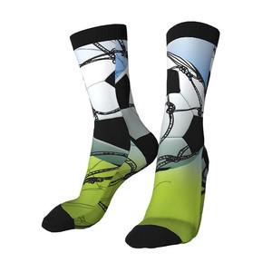 Calcetines Casuales para Hombre, Estilo Hip Hop, de Spandex/Nailon, Antibacterianos, con Estampado Digital de Hojas de Hierba, para Exteriores - Product Image 1