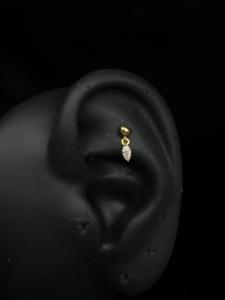 Pendientes colgantes de oro de 14K con diamante marquise cultivado en laboratorio, aretes helix y daith, joyería fina y delicada para mujer, elegante para uso diario. - Product Image 1