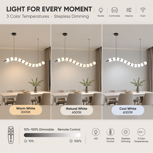 Suspension LED moderne dimmable 18W avec globes en acrylique, cadre métallique et télécommande pour salle à manger et îlot de cuisine - Product Image 3