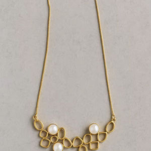 Collar de Perlas con Baño de Oro de 14K y Plata de Ley 925, Diseño Geométrico Calado, Joyería Minimalista, Regalo - Product Image 6