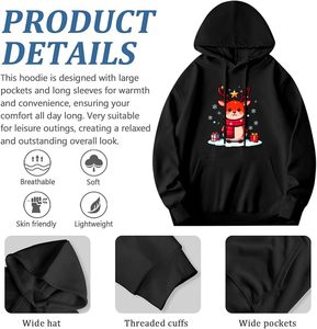 <b>Men</b>’s Premium Streetwear Hoodie Loose Fit Thick Fleece Fabric Custom Embroidered Logo Modern Casual Pullover Sweatshirt - Product Image 5