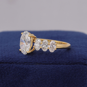 Anillo de Compromiso de Lujo con Diamantes Cultivados en Laboratorio, Corte Ovalado, 2 Quilates, Oro Amarillo de 14k, Engaste Pavé, Certificado IGI, para Bodas y Fiestas - Product Image 3