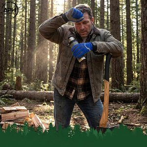 Top Seller Royal Blue Spandex Chainsaw Mechanic <b>Gloves</b> Grey Synthetic Suede Palm Reflective Stripe Timber Cutting Hand Wear - Product Image 4